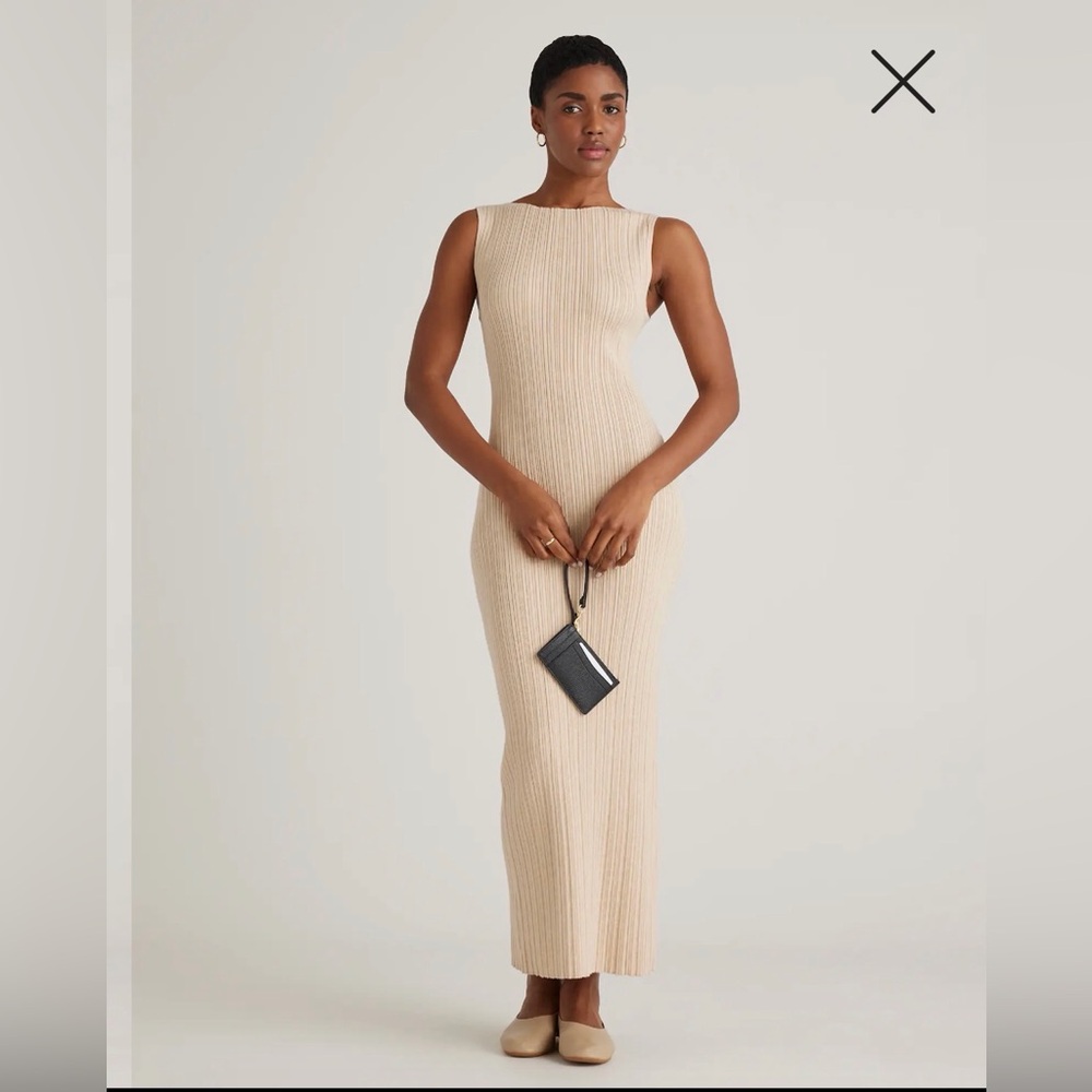 Quince Cotton Cashmere Ribbed Sleeveless Midi Dress size large - Picture 6 of 6